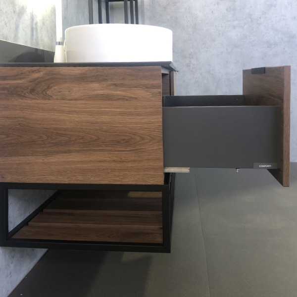 Тумба с раковиной Comforty Порто 120, подвесная, дуб тёмно-коричневый 00-00001287 - 5