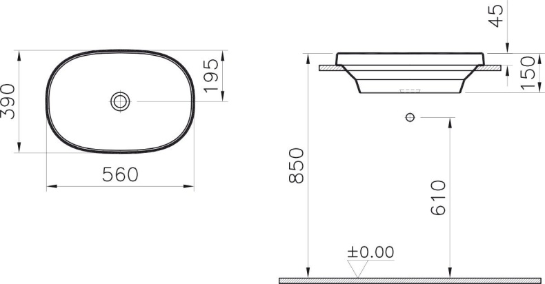 Раковина VitrA Frame 5652B403-0016 - 3