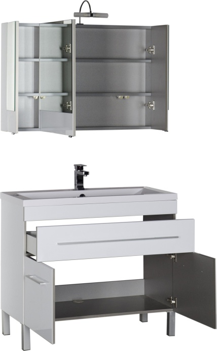 Тумба с раковиной Aquanet Верона 100 белая, 1 ящик, 2 двери 182710 - 9