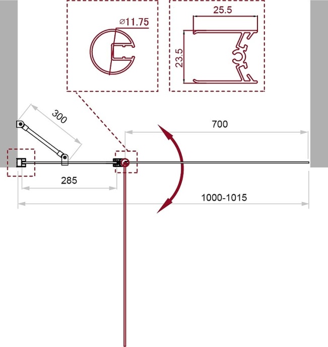Шторка на ванну BelBagno Uno черный, матовый  UNO-V-11-100/150-C-NERO - 2