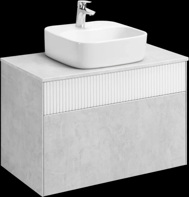 Тумба с раковиной Aquaton Марбл 80 белый-серый 1A2762K0MH4C0 - 0
