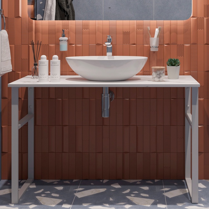 Консоль DIWO Элиста 120 белый мрамор, с раковиной Moduo 55 Leaf 555873 - 0