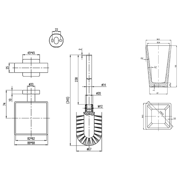 Ершик для унитаза подвесной Villeroy&Boch Elements Striking хром TVA15201700061 - 1