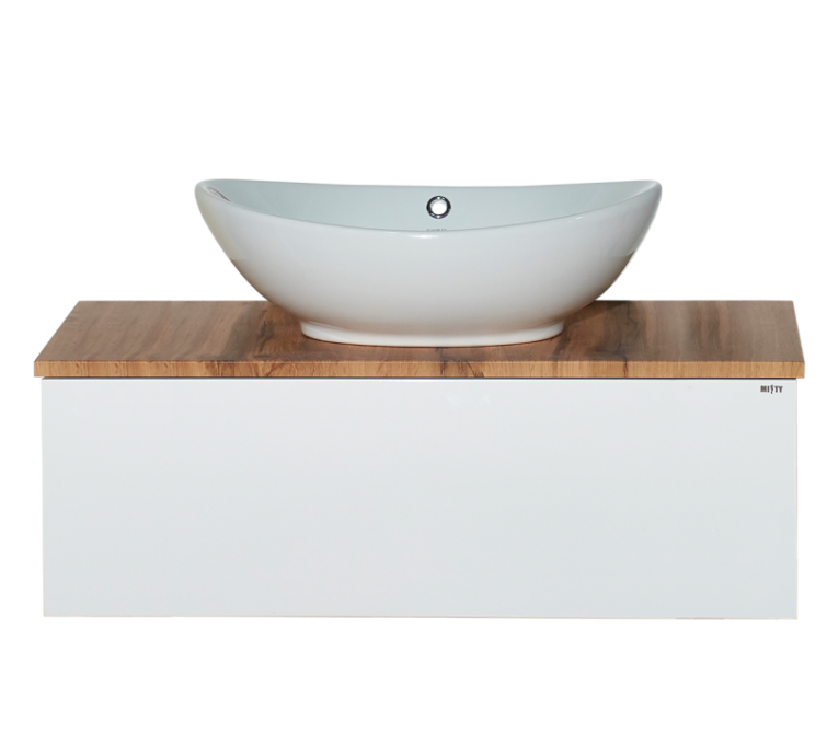 Тумба под раковину Misty Ива 90 белая - светлое дерево П-Ива-01090-951Я - 0