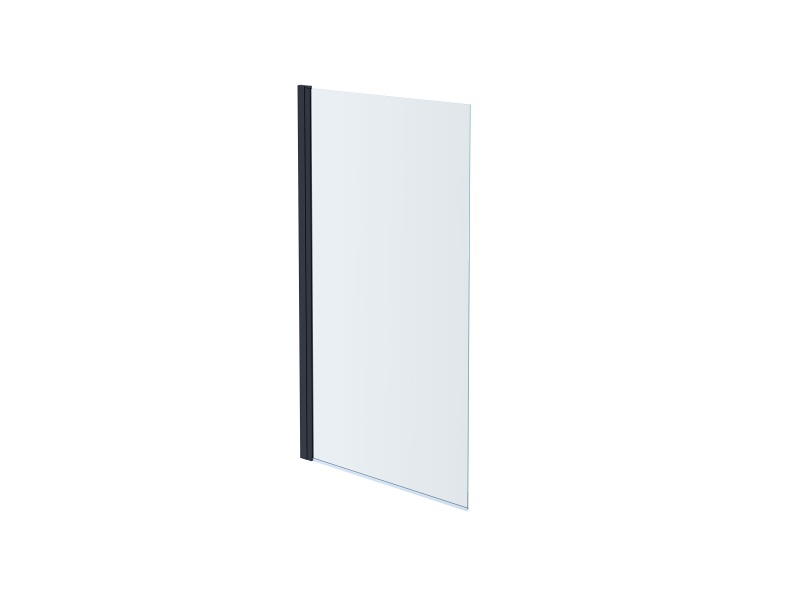 AQ DEL SBA 08015BL Шторка на ванну, одноэлементная, поворотная 800X1500 профиль черный, стекло прозрачное - 0