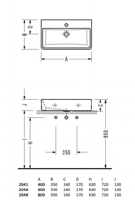 Накладная раковина Serel  80 см  2048 - 2