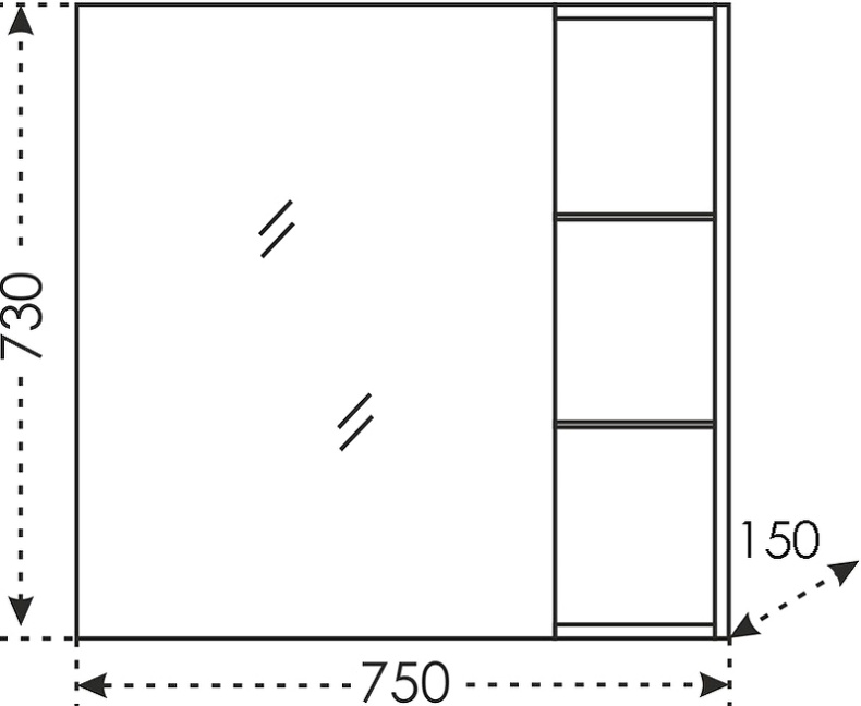 Зеркало-шкаф Санта Дублин 75 белый 123006 - 4