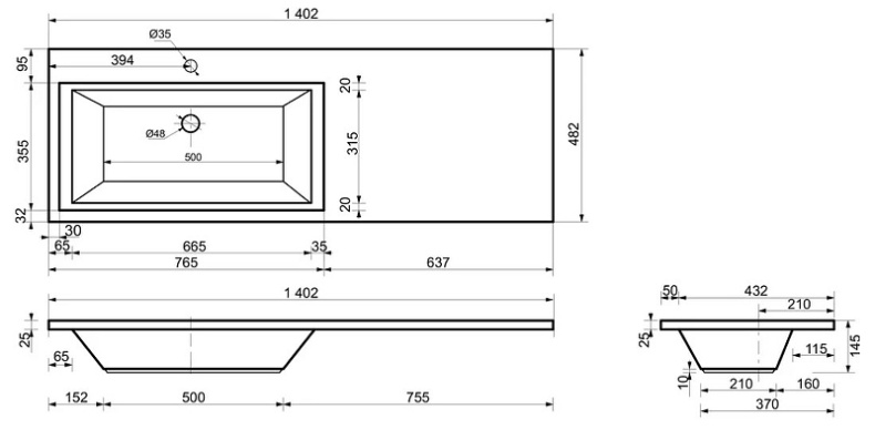 Раковина-столешница Style Line Даллас 140х48 белая левая СС-00002220 - 3