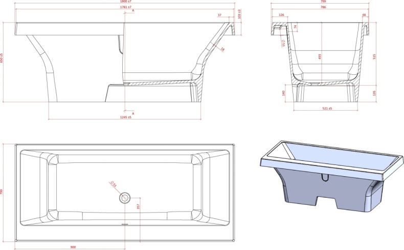 Ванна из искусственного камня Астра-Форм Капри 180x80 01010034 - 5