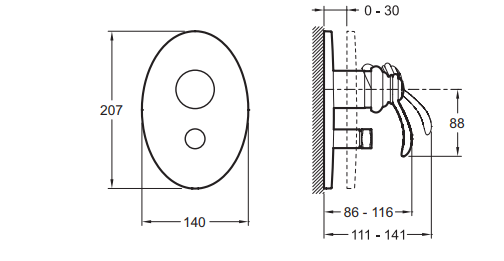 Смеситель Jacob Delafon Fairfax E98722-CP для ванны с душем - 1