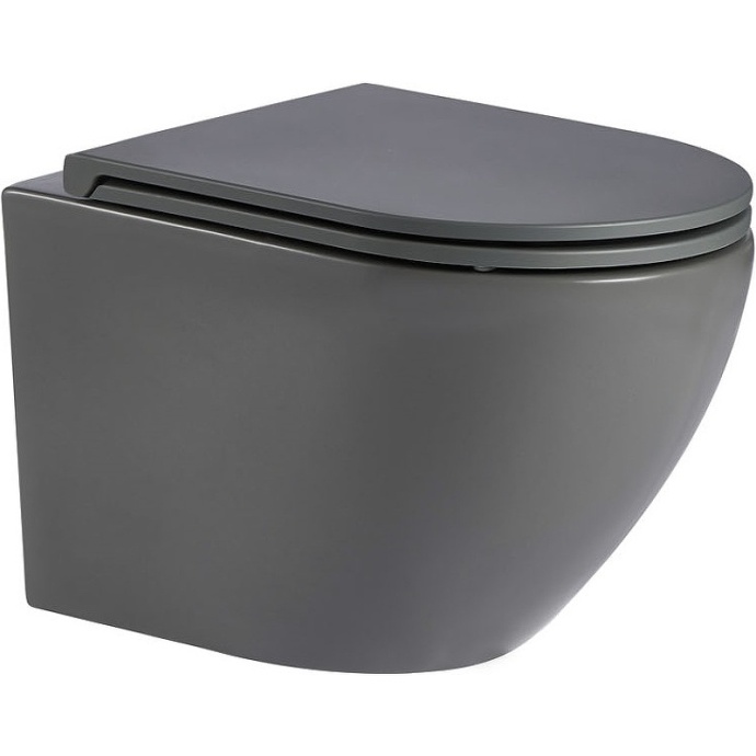 Унитаз подвесной WeltWasser WW MERZBACH 041 MT-GR с сиденьем микролифт матовый серый  10000008256 - 0