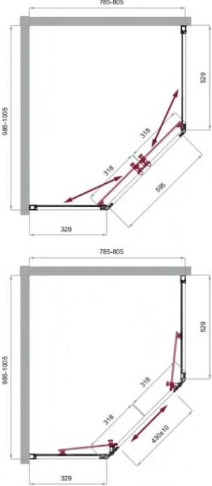 Душевой уголок BelBagno Uno 100х80 хром  UNO-195-PH-2-100/80-C-Cr - 2