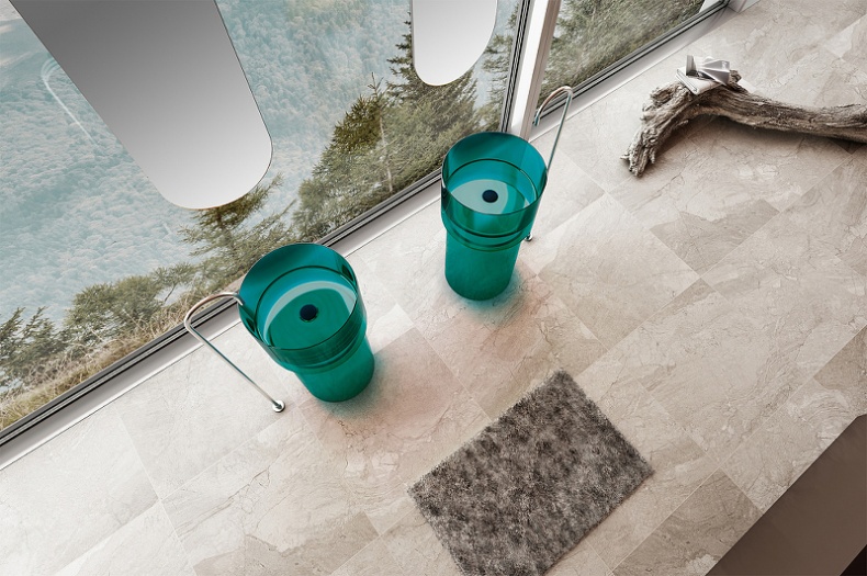 Напольная раковина Abber Kristall 45 бирюзовая AT2701Aquamarin-H - 1