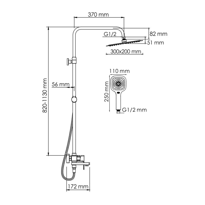 Душевая система WasserKraft 30 хром - белый A177.069.065.010.CH - 2