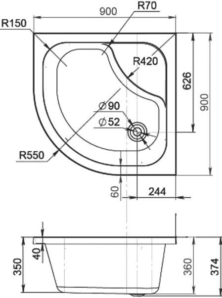 Поддон для душа AM.PM Gem Deep W90T-401A090W 90x90 - 3