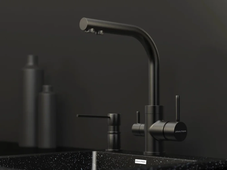 Дозатор для моющего средства Paulmark Kraft темный хром D003-GM - 1