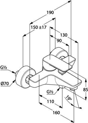 Смеситель для ванны с душем Kludi Pure&Style 406813975 черный матовый - 2