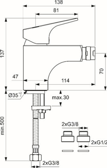 Смеситель для биде Vidima Next хром  BA369AA - 1