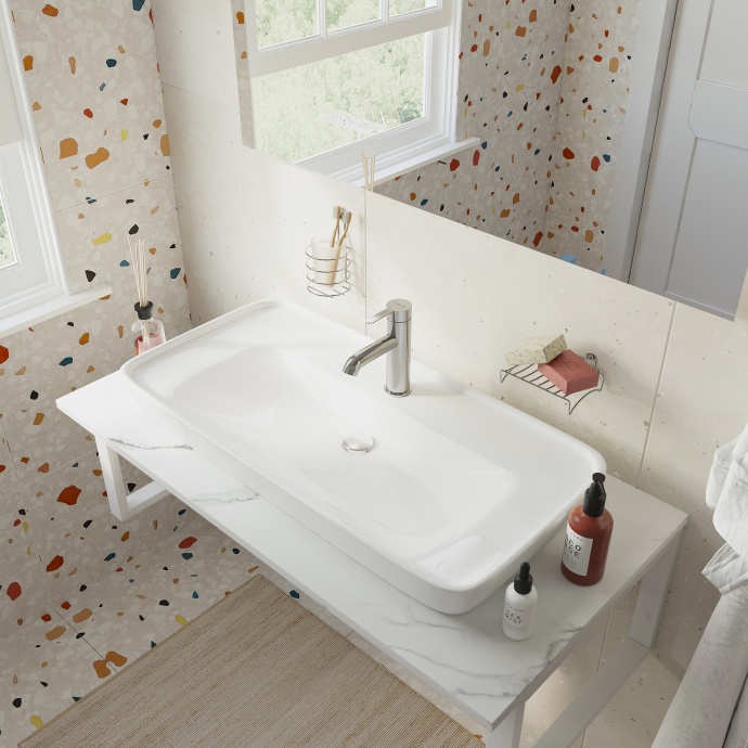 Столешница с раковиной DIWO Элиста 100 белый мрамор, с раковиной Углич 0117 555945 - 2