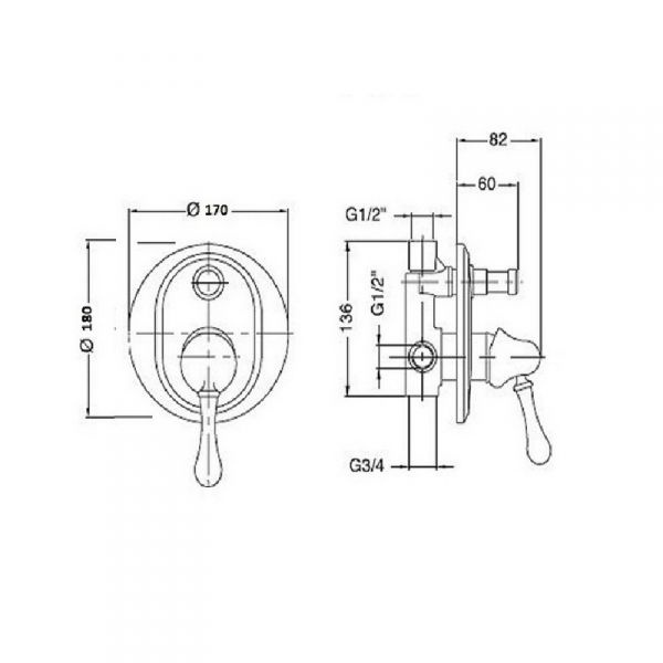 Смеситель для душа Magliezza LUCE золото  50145-do - 1