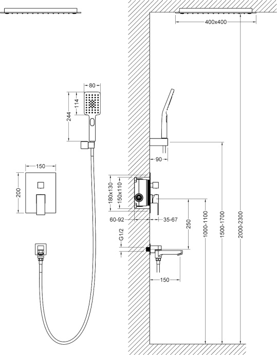 Душевой комплект Timo Selene SX-2039/03SM черный - 3