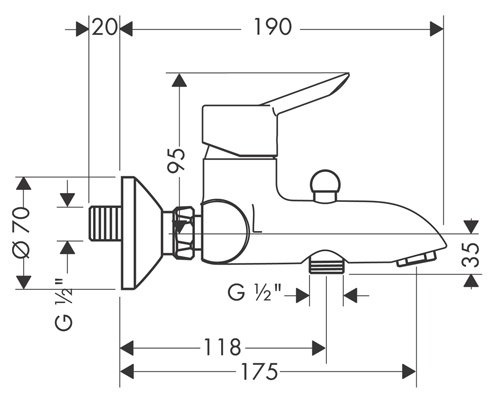 Смеситель для ванны Hansgrohe  хром  31742000 - 1