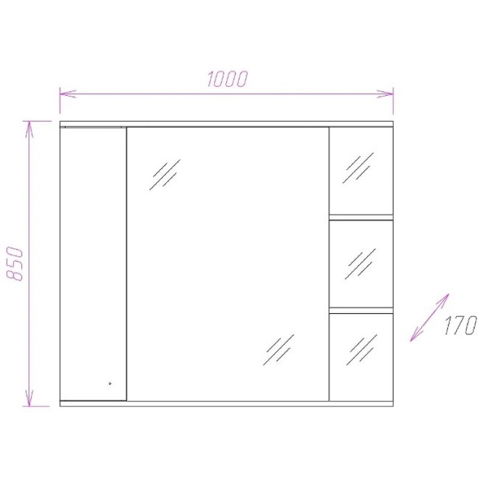 Зеркало-шкаф Onika Эльбрус 100 R с подсветкой белый  210004 - 2