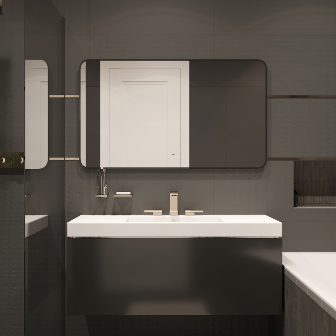 Зеркало DIWO Кострома 120 черное, с подсветкой светодиодной, прямоугольное, настенное ЗЛП1751 - 1