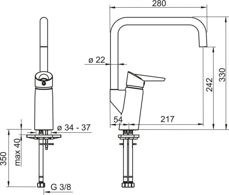 Смеситель для кухонной мойки Oras Optima new хром, черный  2733F - 1