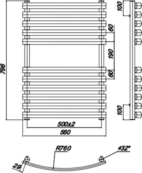 Полотенцесушитель Водяной Elegance 500 x 800_W X04000083675 - 3