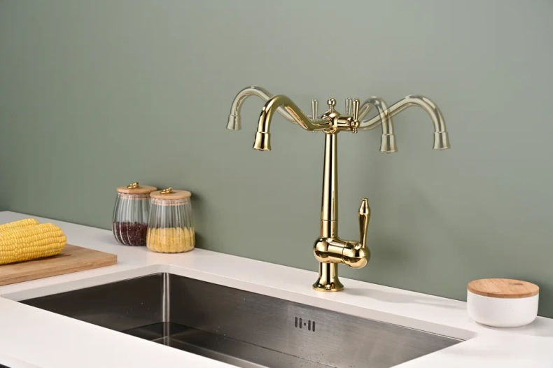 Смеситель для кухни Paulmark Retro золото Re213226-G - 3