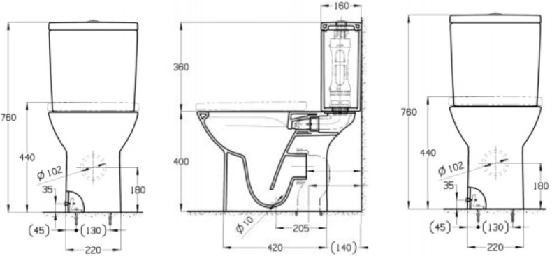 Чаша для унитаза-компакта Roca Debba Rimless 34299P00Y - 1