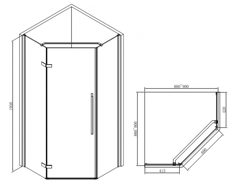 Душевой уголок ABBER Ewiges Wasser AG05090B - 4