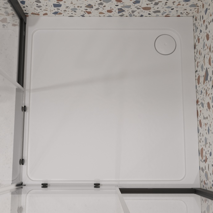 Душевой уголок STWORKI Дублин 90x90 см профиль черный матовый, прозрачное стекло, квадратный 3GW071TTKK000 - 5