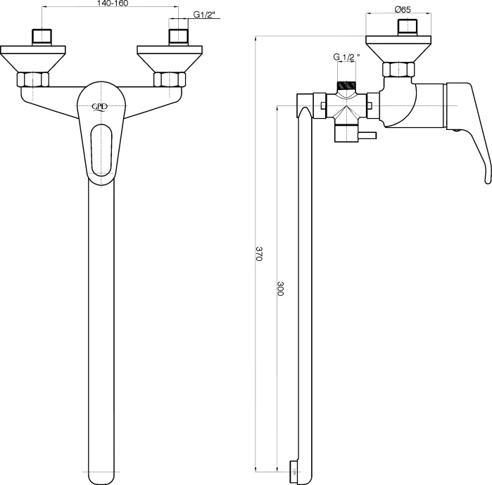 Смеситель для ванны GPD Kalipso универсальный хром MAE23-3 - 1