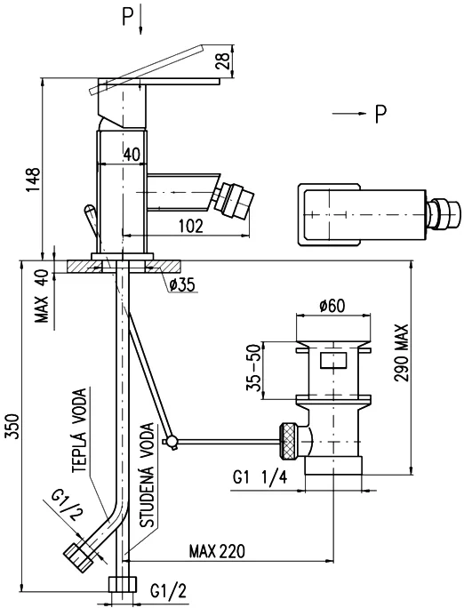 Смеситель для биде Rav Slezak Loira золото LR545.5KZ - 1