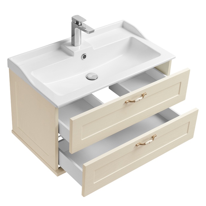 Комплект мебели подвесной Aquaton Леон 80 бежевый - 3