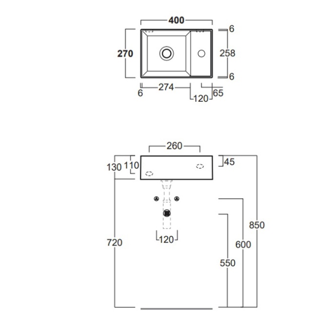 SIMAS AGILE Раковина подвесная 40х27 см, правая , с 1 отв под смеситель,цвет белый AG40 bi*1 - 1