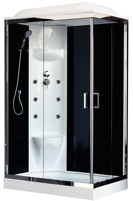 Душевая кабина Royal Bath 120x80 L стекло прозрачное задняя стенка черная с гидромассажем RB8120HP7-BT-CH-L - 0