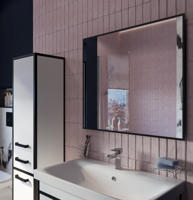 Зеркало DIWO Элиста 80 черное, с подсветкой ЗЛП1734 - 1