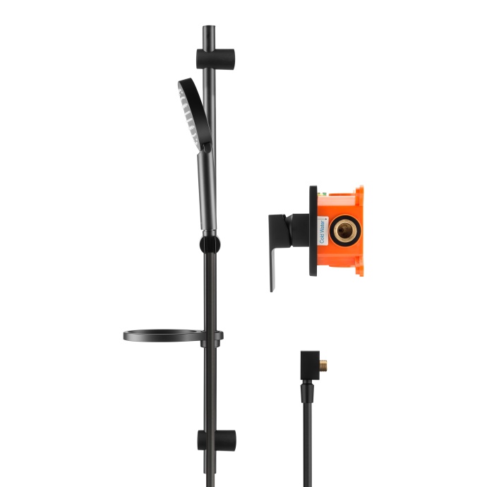 Swedbe Platta Душевой комплект со встроенным смесителем с монтажным боксом, цвет: черный 5552B - 5