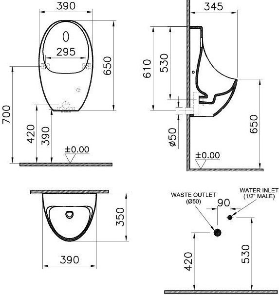 Писсуар Vitra Arkitekt  5999B003-5556 - 1