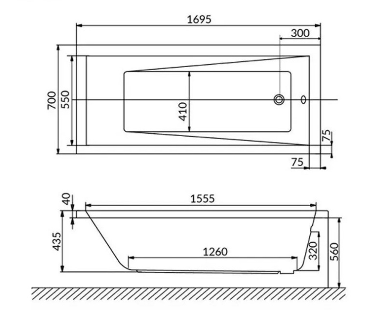 Ванна акриловая WHITECROSS Wave 170x70 белый 0101.170070.100 - 3