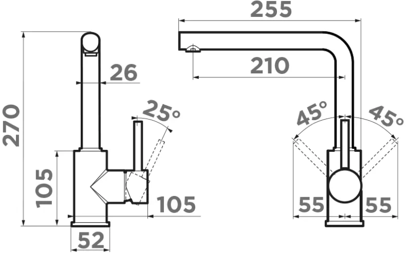 Смеситель для кухни Omoikiri Nakagawa графит  4994363 - 1
