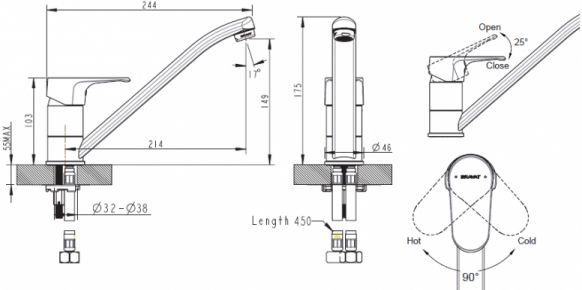 Смеситель Bravat Alfa F7120178CP-2 для кухонной мойки - 1