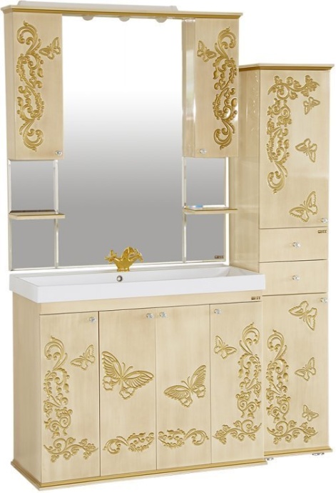 Зеркало Misty Бабочка 120 бежевый, патина Л-Баб04120-033Св - 2