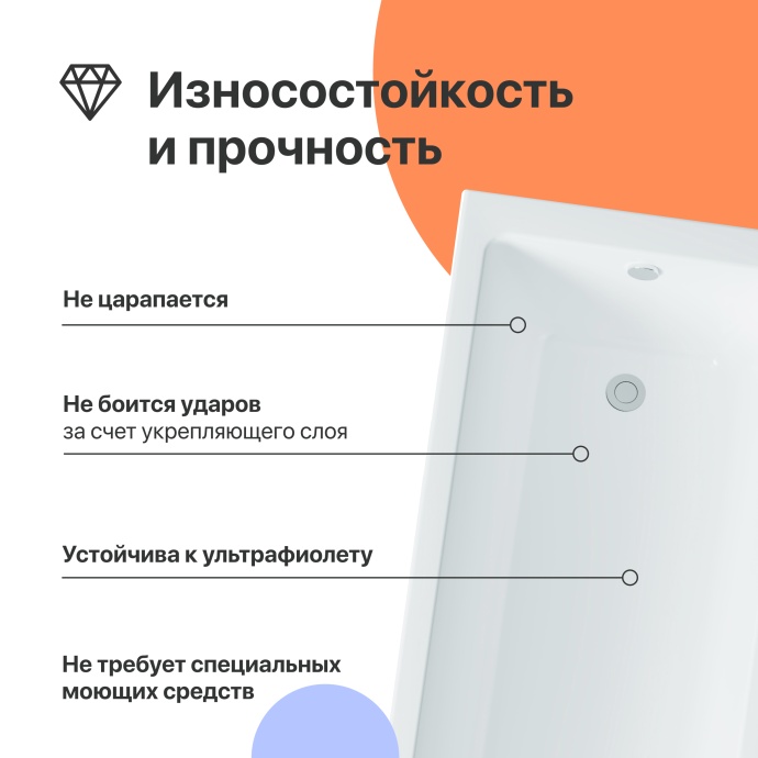 Акриловая ванна DIWO Казань 150x70 с каркасом 567688 - 1