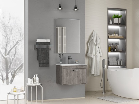 Тумба с раковиной Misty Пайн 60 серая матовая УТ000015595 - 2