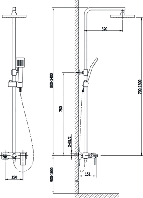 Душевая стойка Timo Briana SX-7130/03 черная - 1