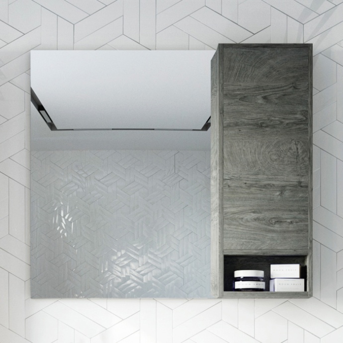 Мебель для ванной STWORKI Карлстад 90 дуб рошелье, монте тиберио, в стиле лофт, серая, подвесная (комплект, гарнитур) 425502 - 4